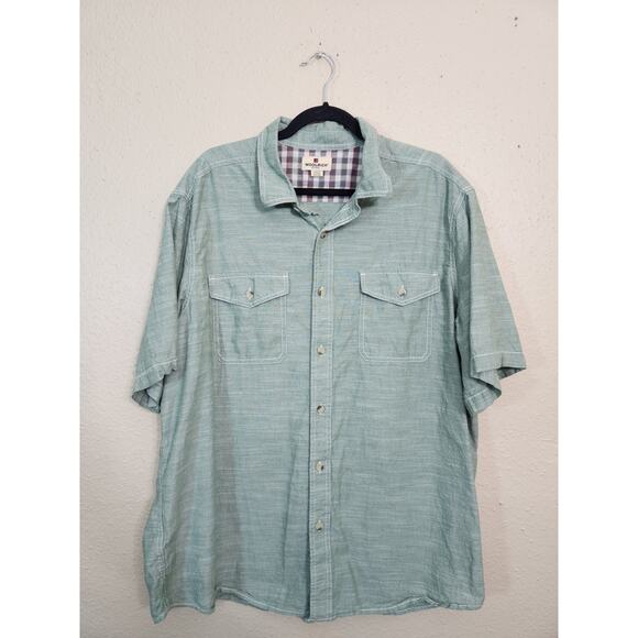 Woolrich Mens Sage Green Cotton Short‎ Sleeve Pockets Button Down Shirt Size XXL - Picture 1 of 6